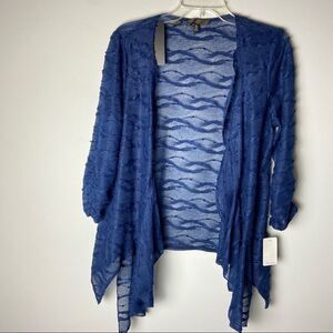 NWT Picadilly blue sheer knit open front cardigan